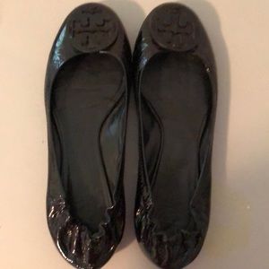 Tory Burch Black Patent Leather Flats Size 10